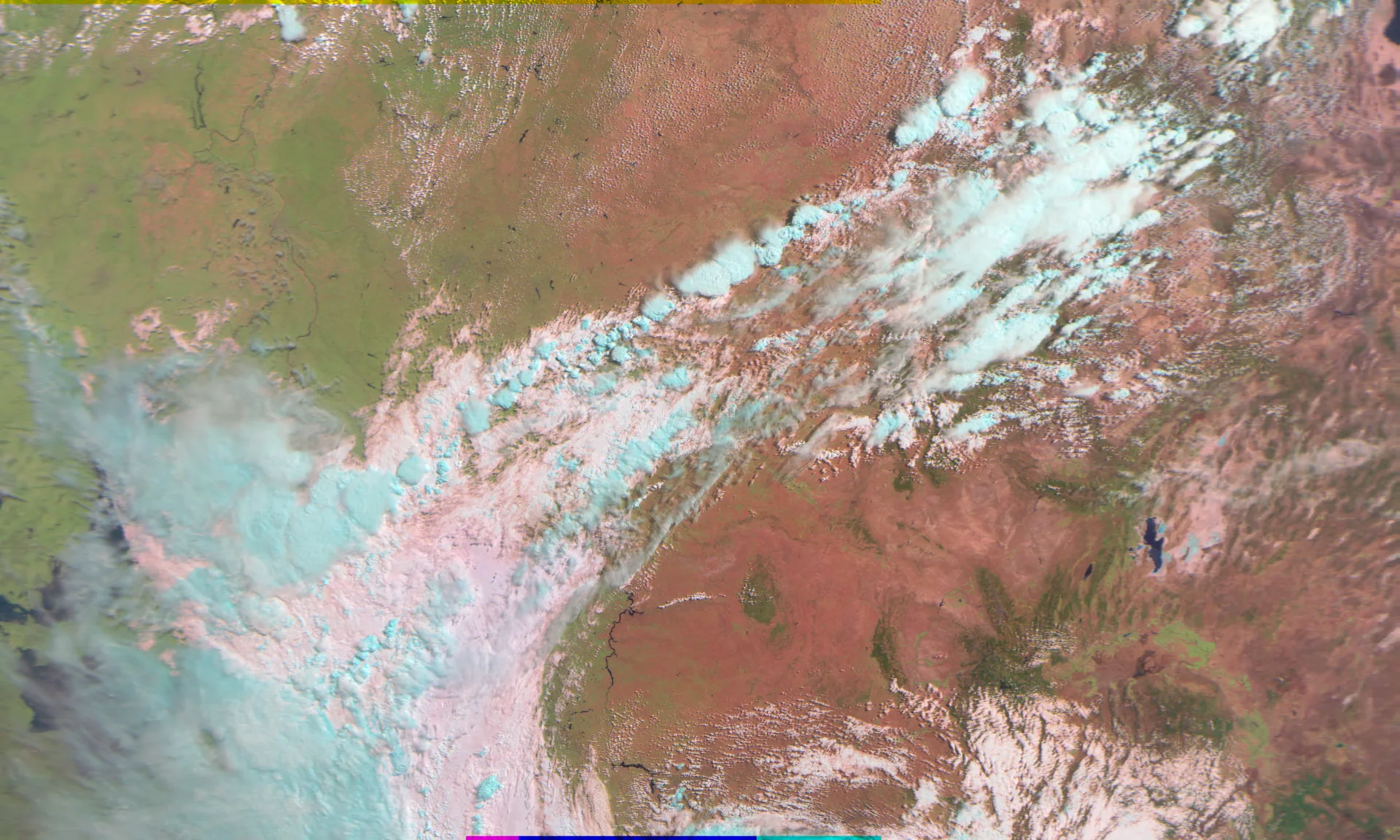 False-color weather image received from METEOR-M2 4